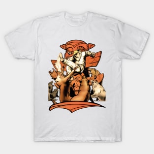 Wild Wolves Tribal Comic Action Adventure Sepia Retro Vintage T-Shirt